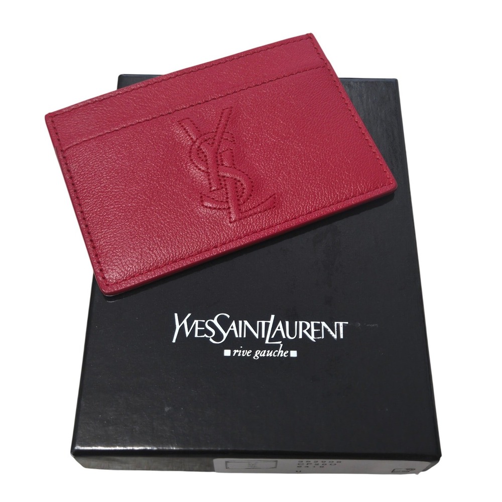 Saint Laurent YSL Monogram Leather Card Holder Rouge Orient 352908 Red Italy